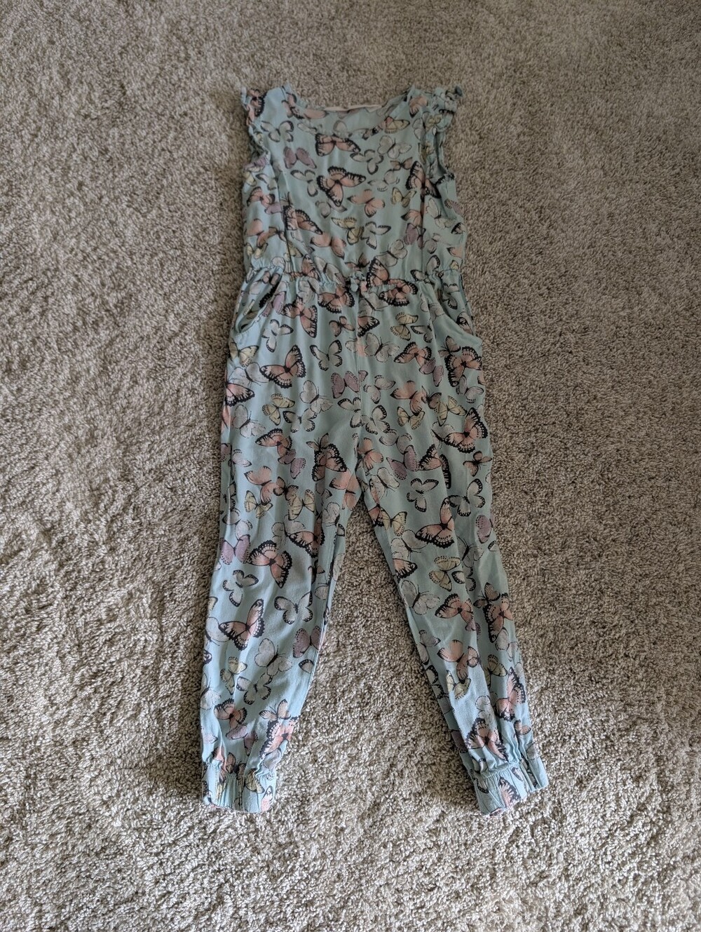 H& M Light Blue Butterfly Print Jumpsuit - 4T